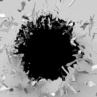 3d渲染，3d插图，爆炸，开裂的混凝土墙，弹孔，破坏，抽象背景图片下载