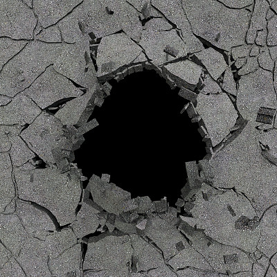 3d渲染，3d插图，爆炸，开裂的混凝土墙，弹孔，破坏，抽象背景图片下载