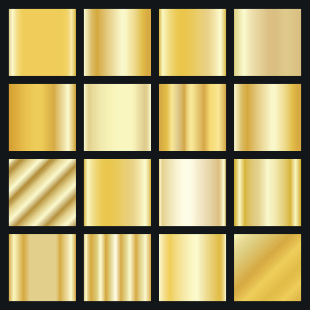 一组金色渐变。黄金广场集合。素材图片