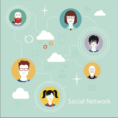 平面图标用于社交媒体和网络连接概念。图片下载