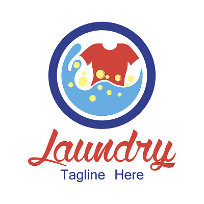 洗衣图标与文字空间为您的口号/口号，矢量插图图片下载