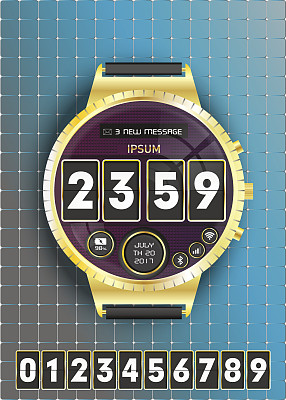 金盒子里的抽象时钟图片下载