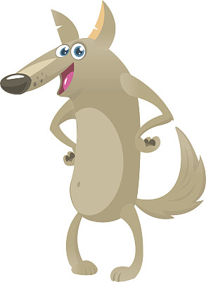 卡通狼。矢量插图的孩子孤立。设计印刷，贴纸或儿童书籍图片下载