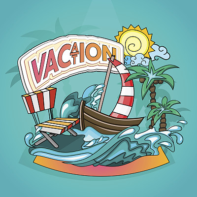 假期的卡通风格图片下载