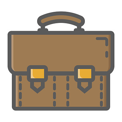 公文包彩色线条图标，商业和投资组合，矢量图形，白色背景上的填充图案，eps 10。图片下载