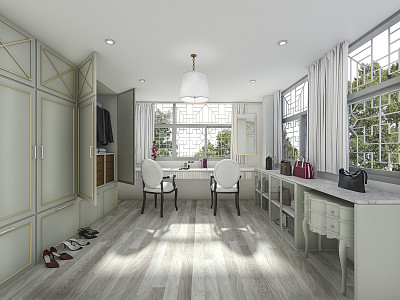 3d渲染拼花地板化妆和更衣室图片下载