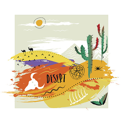 广场抽象时尚的构图涂抹沙漠主题。图片下载