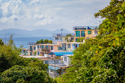 香港南海边的村庄素材图片