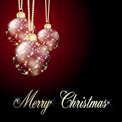 红色圣诞球贺卡图片下载