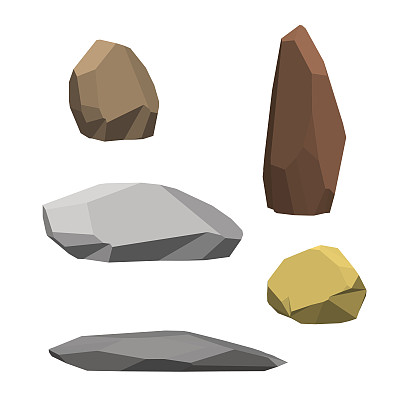 多边形的石头。孤立在白色背景上。3 d矢量插图。图片下载