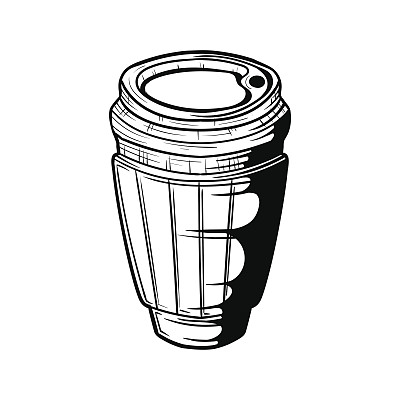 处理纸咖啡杯涂鸦风格，手绘纸板杯图片下载