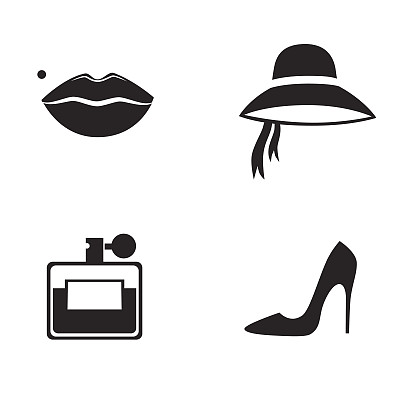 复古女士图标集。图片下载