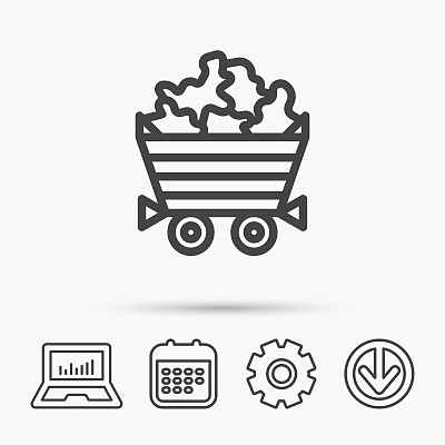 矿物质图标。装有宝石的手推车。图片下载