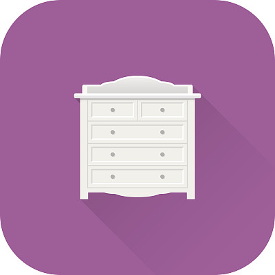 婴儿换尿布台图标。向量。平面设计与长阴影。图片下载