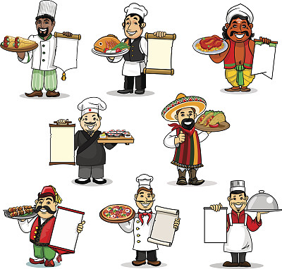 厨师矢量图标和餐厅菜单图片下载