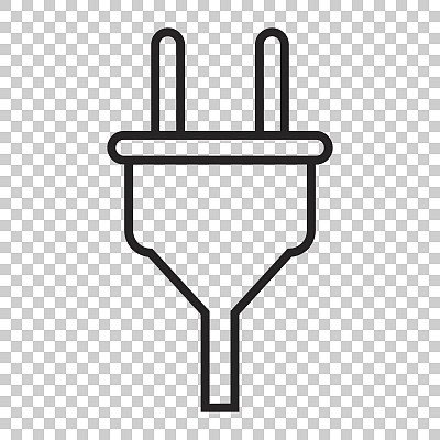 线性风格电源插头矢量图标。电源线扁平插图。图片下载