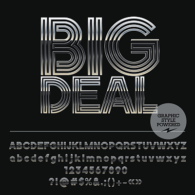 带有“Big Deal”文字的银色字母矢量素材素材图片