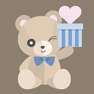 带礼物的矢量泰迪熊，套装1图片下载