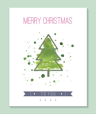 水彩圣诞贺卡图片下载