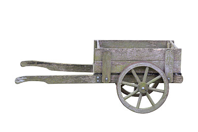 古董木制花园电车孤立在白色的背景图片下载