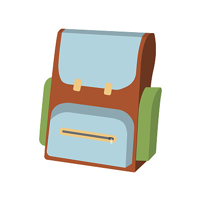 卡通书包图标。学校供应。孤立的矢量图图片下载