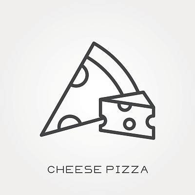 线条图标奶酪披萨图片下载