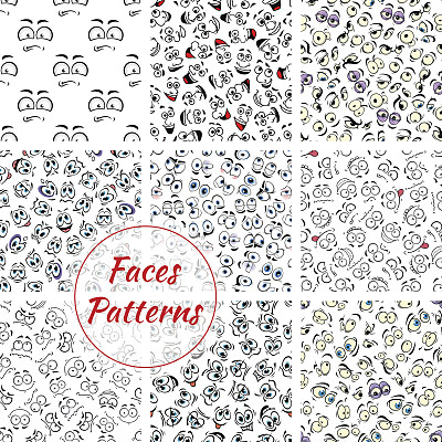 卡通面无缝模式背景图片下载