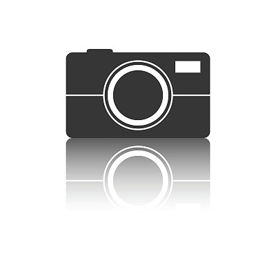 带有白色背景反射效果的相机图标。平面向量插图。图片下载