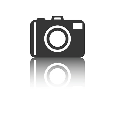 带有白色背景反射效果的相机图标。平面向量插图。图片下载