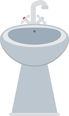 洗脸盆和水龙头与水在家庭浴室内部图片下载