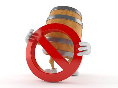 带有禁止标志的桶形字符图片下载