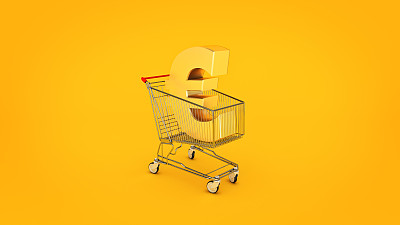 欧洲货币电车概念。三维渲染图片下载