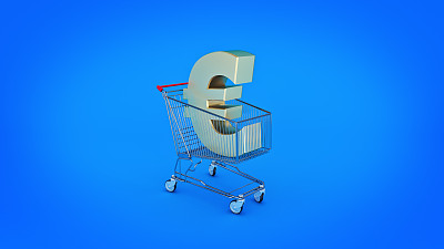 欧洲货币电车概念。三维渲染图片下载