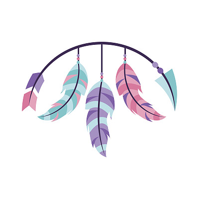 装饰箭头与羽毛波西米亚风格图片下载