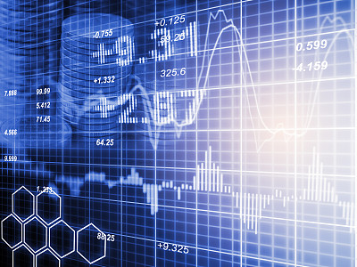 股票市场财务指标分析的指数图LED。摘要股票市场数据交易概念。股票市场金融数据交易图形背景。全球金融图分析概念。素材图片