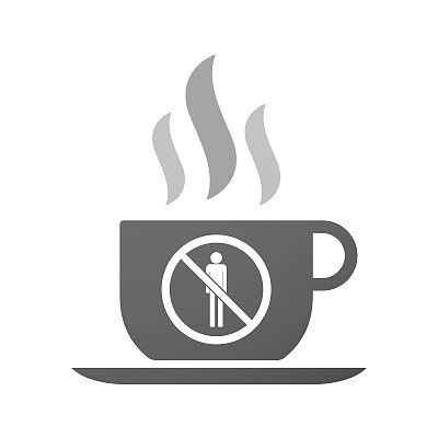 隔离咖啡杯与男性象形文字在一个不允许的信号图片下载