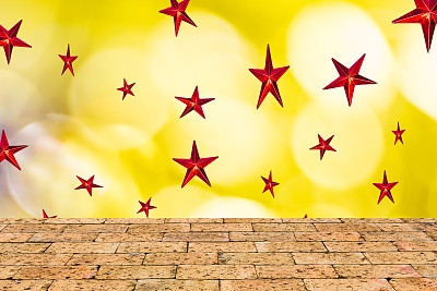 红星抽象的虚景背景与砖墙图片下载