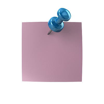 用蓝色图钉钉住的纸条图片下载