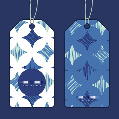 向量蓝色大理石瓷砖垂直圆形框架图案标签设置图片下载