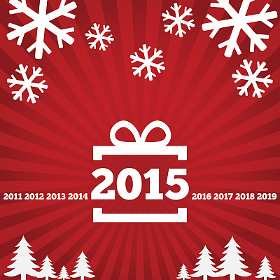 扁平图标的新年贺卡图片下载