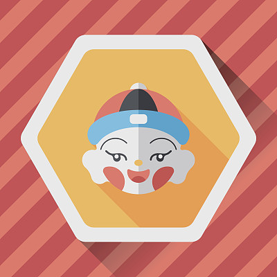 中国新年男孩长影子扁平图标，eps10图片下载