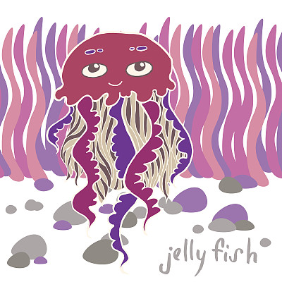 微笑的卡通水母图片下载