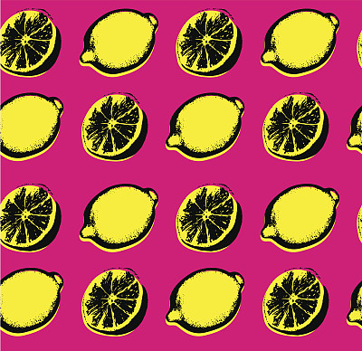 手绘柠檬无缝图案素材图片