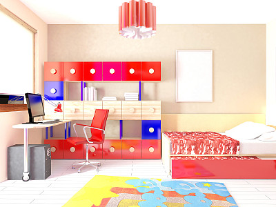 托儿所室内设计的3d效果图素材图片