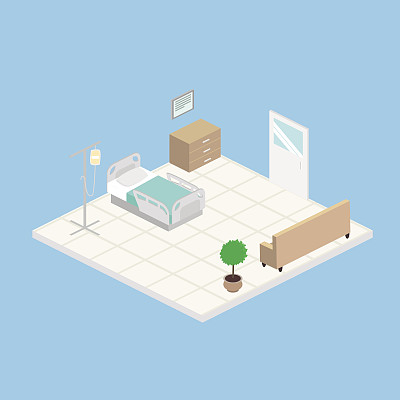 医院病房等距矢量图片下载