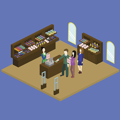 等距矢量化妆品店图片下载