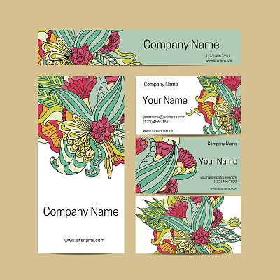 Doodl花风格名片集。企业形象图片下载