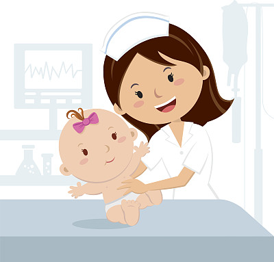 微笑的护士和女婴图片下载