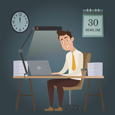 雇员卡通人物男子工作的最后期限图片下载