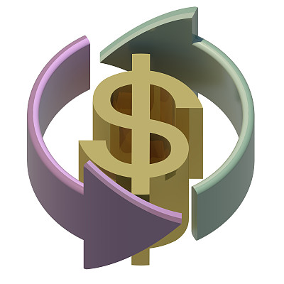 货币兑换符号孤立在白色3D渲染图片下载